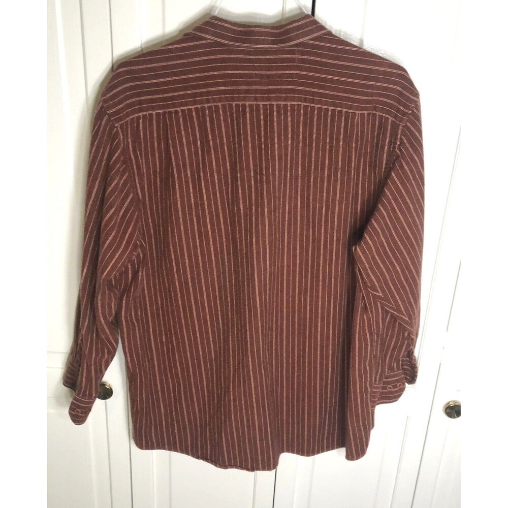 BIG ROCK CANYON XL Flannel Shirt Brown White Stripe Authentic Rugged Wear 100% - Picture 2 of 6